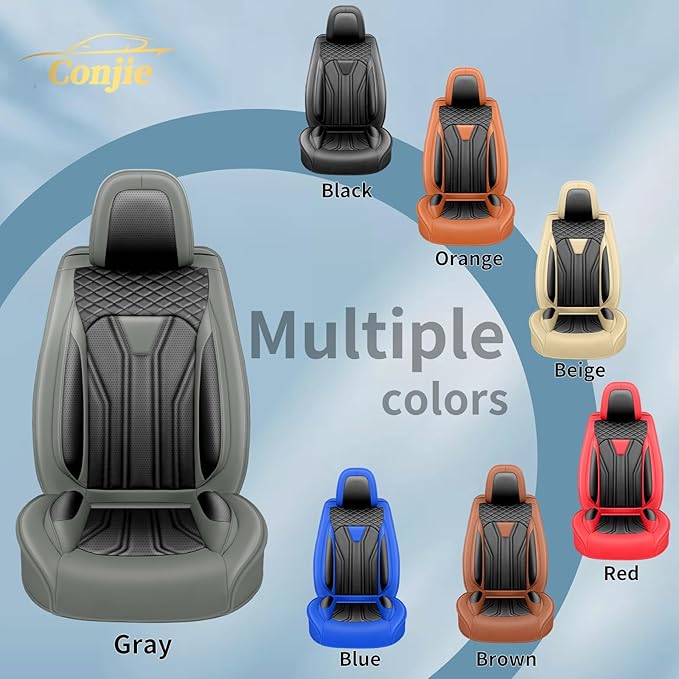 Fit Sentra Car Seat Covers Compatible with Nissan Sentra 2001-2025 2026 - Premium Leather， Waterproof Breathable， All-Weather Seat Cushion Protecto&Airbag Compatible (2 Front Seat Gray&Black)
