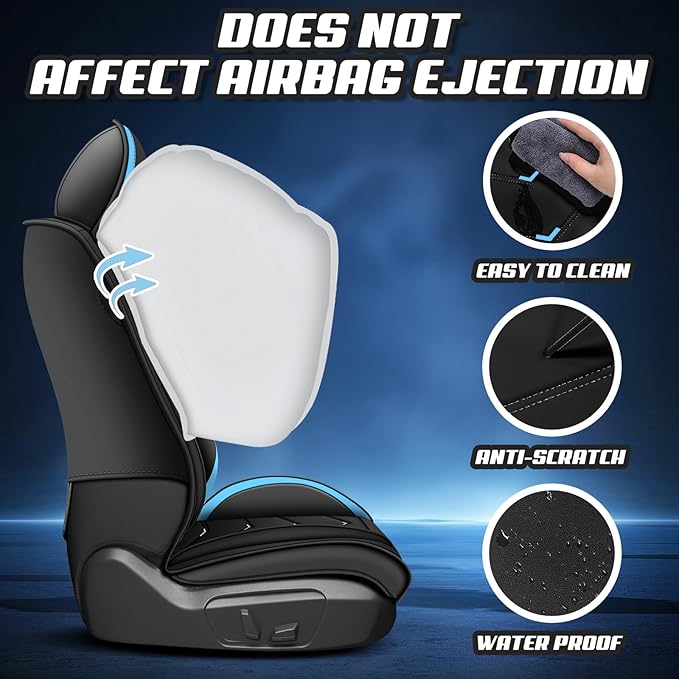 Car Seat Covers for VW Eos 2007-2016, Premium Nappa Leather Car Seat Cover, Stylish Sport Seat Covers， Automobile Seat Cover Sets.(Luxury 2 Seats/Black Blue)