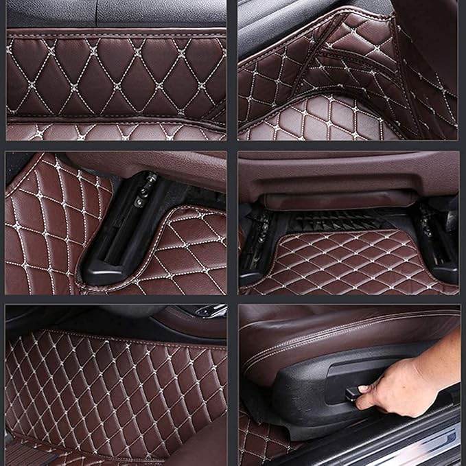 Custom Making Car Floor Mats Compatible for 2000-2025 All Mode Sedan SUV Sports Car Full Coverage Cute Pads Protection Non-Slip Leather Floor Liners (Red+Orange Edge)
