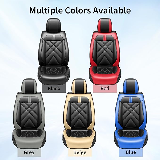 Car Seat Covers Compatible with Mazda 6 2007-2021, Full Coverage Premium Leather Waterproof Breathable Seat Covers, Automotive Seat Protectors, Airbag Compatible(2 Front Seats, Black Beige)