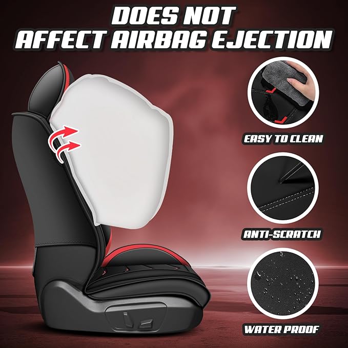 Car Seat Covers for VW Eos 2007-2016, Premium Nappa Leather Car Seat Cover, Stylish Sport Seat Covers， Automobile Seat Cover Sets.(Luxury 5 Seats/Black Red)