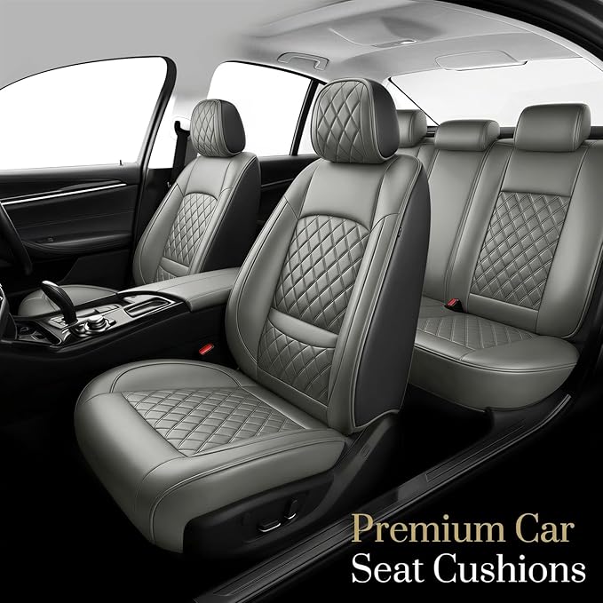 Fit TLX Car Seat Covers for Acura TLX 2014-2025 2026 - Premium Leather, Waterproof, All-Weather, Airbag Compatible, Anti-Slip, Breathable, Easy Install, Seat Protectors, Full Set, Gray