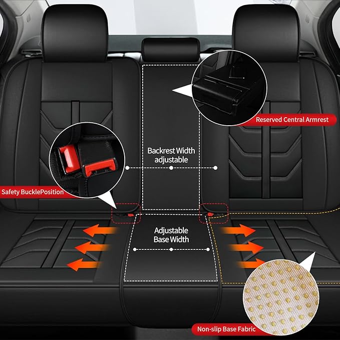 TTX LIGHTING Car Seat Covers fit for Hyundai Venue 2020-2026 Full Set: Premium Leather Automotive Seat Cover with Airbag Compatible Waterproof (5 Seats, Black)