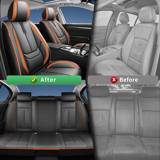 Fit Venue Car Seat Covers for Hyundai Venue 2020-2025 2026-Upgraded Premium Waterproof & Breathable Leather,Airbag Compatible,All-Weather Seat Cushion Protector,Full Set,Black-Brown