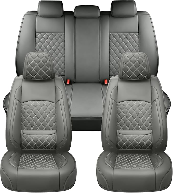 Fit for Sonata Car Seat Covers Compatible with Hyundai Sonata 2004-2026-Waterproof Breathable Leather Automotive Seat Cushions Protector, Airbag Compatible, Full Set 5 Seats(Gray)