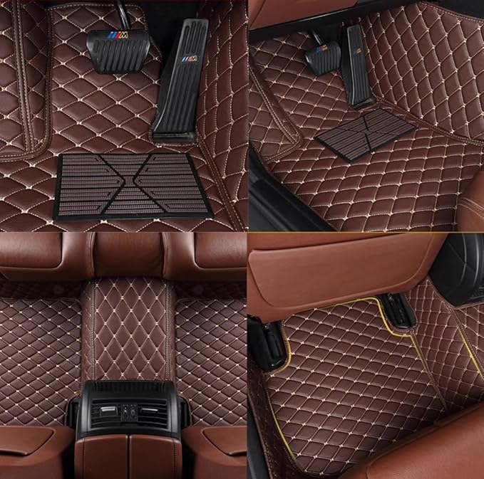 Custom Personalized Floor Mats for Cars，Luxury Full Coverage All Weather Car Floor Mats，Anti-Slip Leather Car Mat Set ，Custom Floor Mats for 99% of Cars, Trucks & SUVs (Orange)