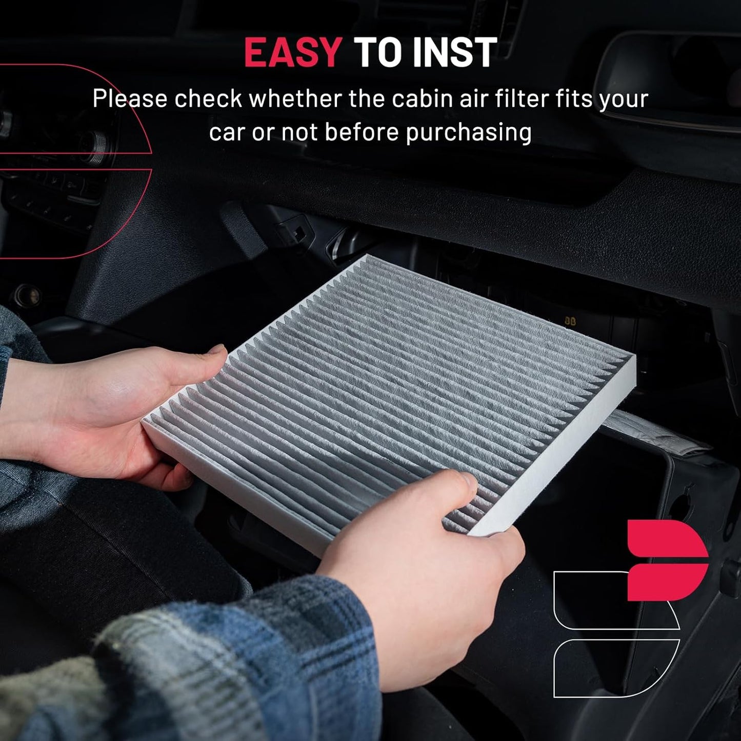 BDFHYK Cabin Air Filter with Activated Carbon Compatible with Kia Soul 2010 2011 2012 2013, Replace# CF10776, 971332K000, Easy to Install