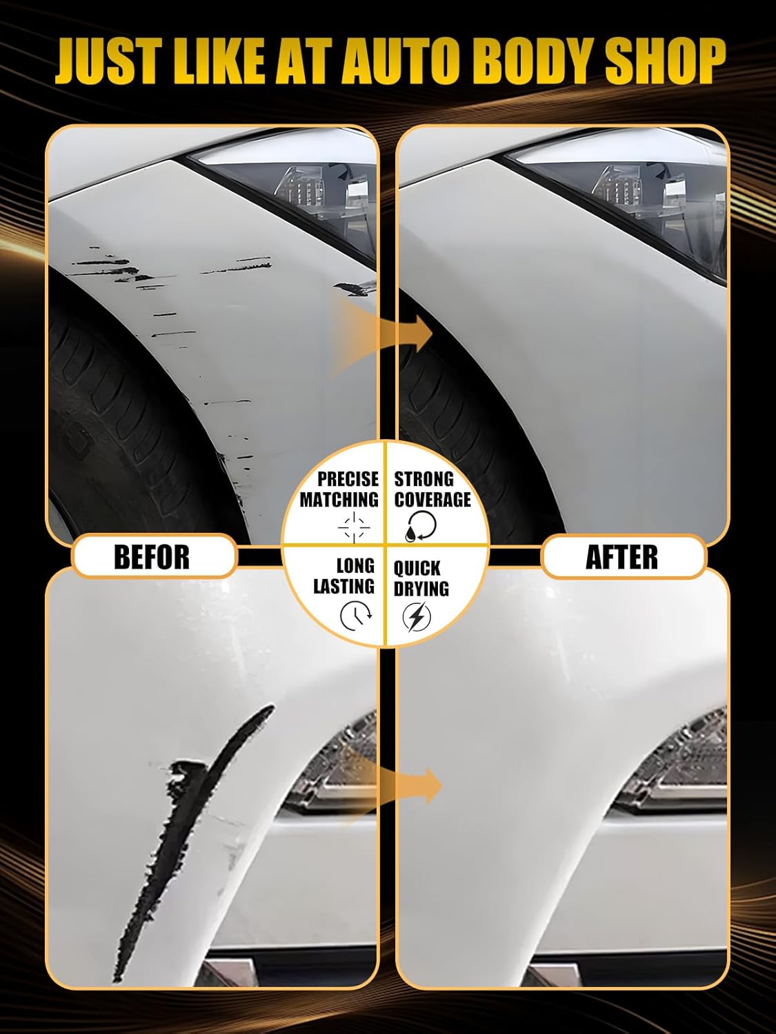Glacier White/White(QAK) Touch Up Paint Compatible with Nissan, Exact Match Car Paint Pen Automotive Scratch Repair Remover Kit Quick & Easy Solution for Vehile Chips and Nicks