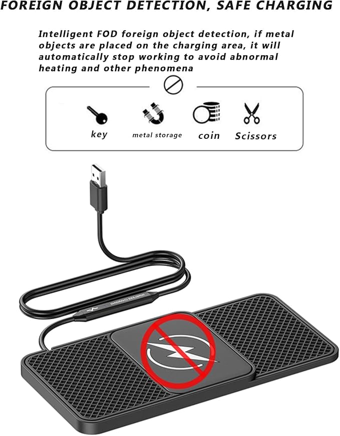 OUTMX Wireless Car Charger Pad for Toyota C-HR Hilux Sienna Urban, 20W Fast Wireless Charger Non-Slip Silicone Car Center Console Phone Charging Mat,B 30cm Cable USB Plug-Normal