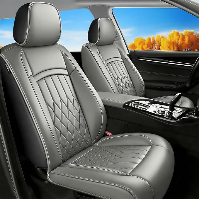 Fit RDX Car Seat Covers for Acura RDX 2010-2026 - Premium Leather, Waterproof, All-Weather, Airbag Compatible, Breathable, Easy Install, Seat Protectors, Only 2 Front seat Covers, Gray
