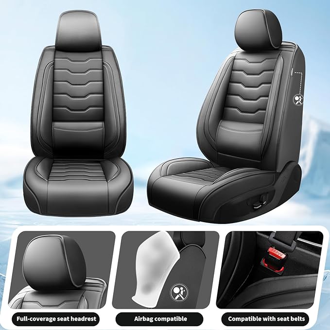 Fit CRV Car Seat Covers Premium Leather for Honda CRV cr-v 2011-2025 2026. Waterproof， Breathable, Scratch-Resistant & All-Weather Seat Cushion Protector (Full Set,Black)