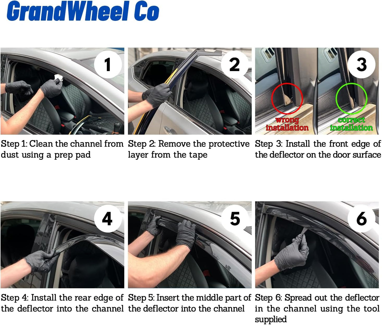 GrandWheel Co Smoke Tinted in-Channel Side Window Vent Visor Deflectors Rain Guards Compatible with Dodge Ram 1500 2019-2025 Quad Cab - 4pcs. GW0949