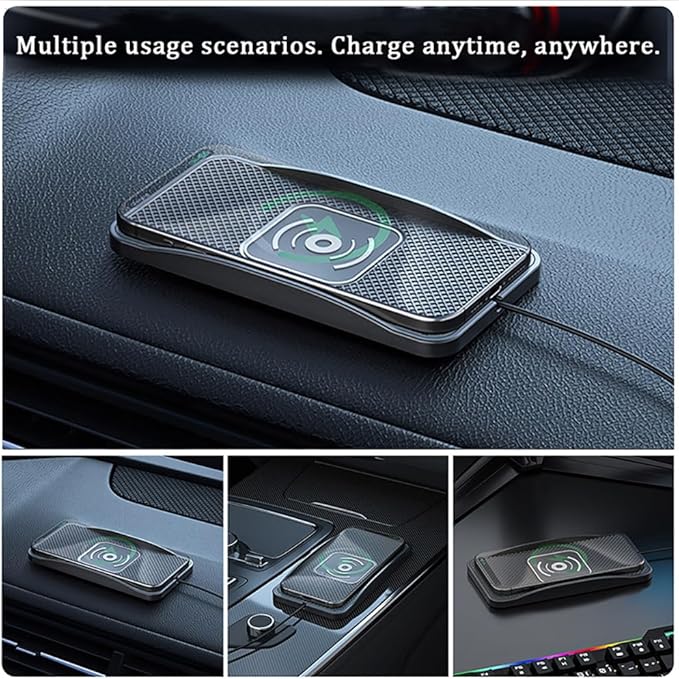 Wireless Car Charger Pad for Ford Mustang 2000-2026, Type-C/USB 20W Car Wireless Charger Non-Slip Phone Charging Pad Car Accessories,A 30cm Cable Type-C Plug
