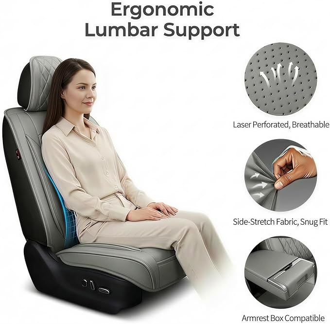 Fit Integra Car Seat Covers for Acura Integra 2023-2026 - Premium Leather, Waterproof, All-Weather, Airbag Compatible, Breathable, Seat Protectors, Only 2 Front seat Covers, Gray