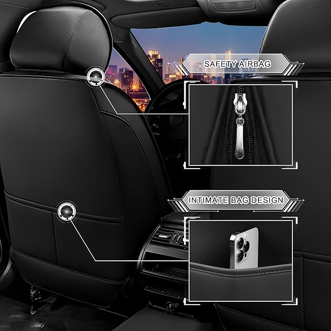 CTDS Car Seat Covers for Nissan Pathfinder 2000-2026, Stylish Sport Seat Cover, Premium Nappa Leather Car Seat Cover. Automobile Seat Covers Sets.(Standard 5 Seats/Black Blue)