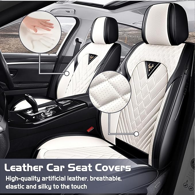 Truck Seat Covers for Ford Ranger 2019-2026, Waterproof Premium Leather Full Coverage Car Seat Cover, Muscle Sport Style Auto Interior Seat Cover Sets (Full Set/Black White)