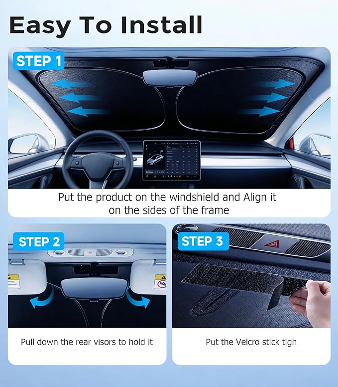 DMJN Windshield Sun Shade for Che-vrolet/Chevy Equinox (2018-2026), Car Sunshade for Front Windshield [100% Efficient Block UV & Scorching Sun] UPF50+ Heat Block - Protect Interior & Keep Cooler