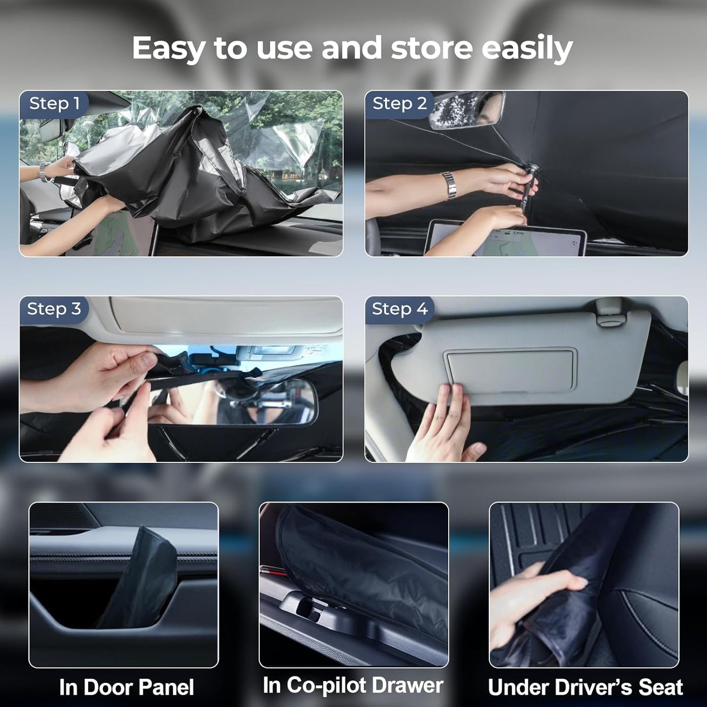 Windshield Sun Shade Umbrella: for Ford-Bronco-Sport-2021-2024 - Front Custom Car Window Shades - Double Thickened Foldable Bronco Sport Sunshades Block UV Keep Cool