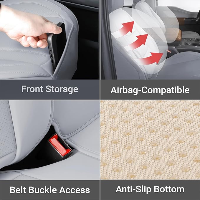 Coverland Custom Fit Car Seat Covers for Car Compatible with [1990-2006 Lexus LS, 1993-1998 Volkswagen Jetta] Premium Waterproof Non-Slip Interior Seat Protector [Full Set Gray - Size Chart X66]