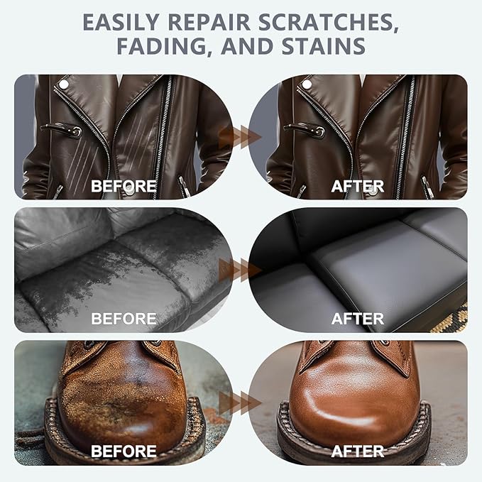 Leather Recoloring Balm with 100ml Mink Oil Conditioner | Dark Gray Repair Kit, Dye & Color Restorer for Furniture, Sofa, Car Seats, Bags | Restore Faded & Scratched Surfaces