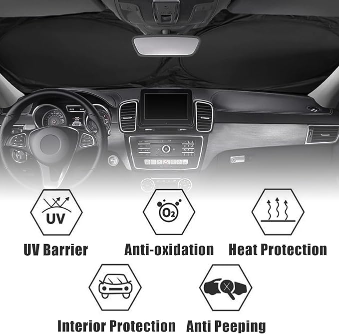 Moon Phases Car Windshield Sun Shade Foldable Sunshade Front Window Cover Sun Visor Protector Accessories (59x27.5 inches)