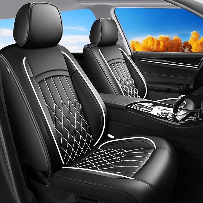 Fit TL Car Seat Covers for Acura TL 2004-2014 - Premium Leather, Waterproof, All-Weather, Airbag Compatible, Anti-Slip, Breathable, Easy Install, Seat Protectors, Full Set, Whiteline