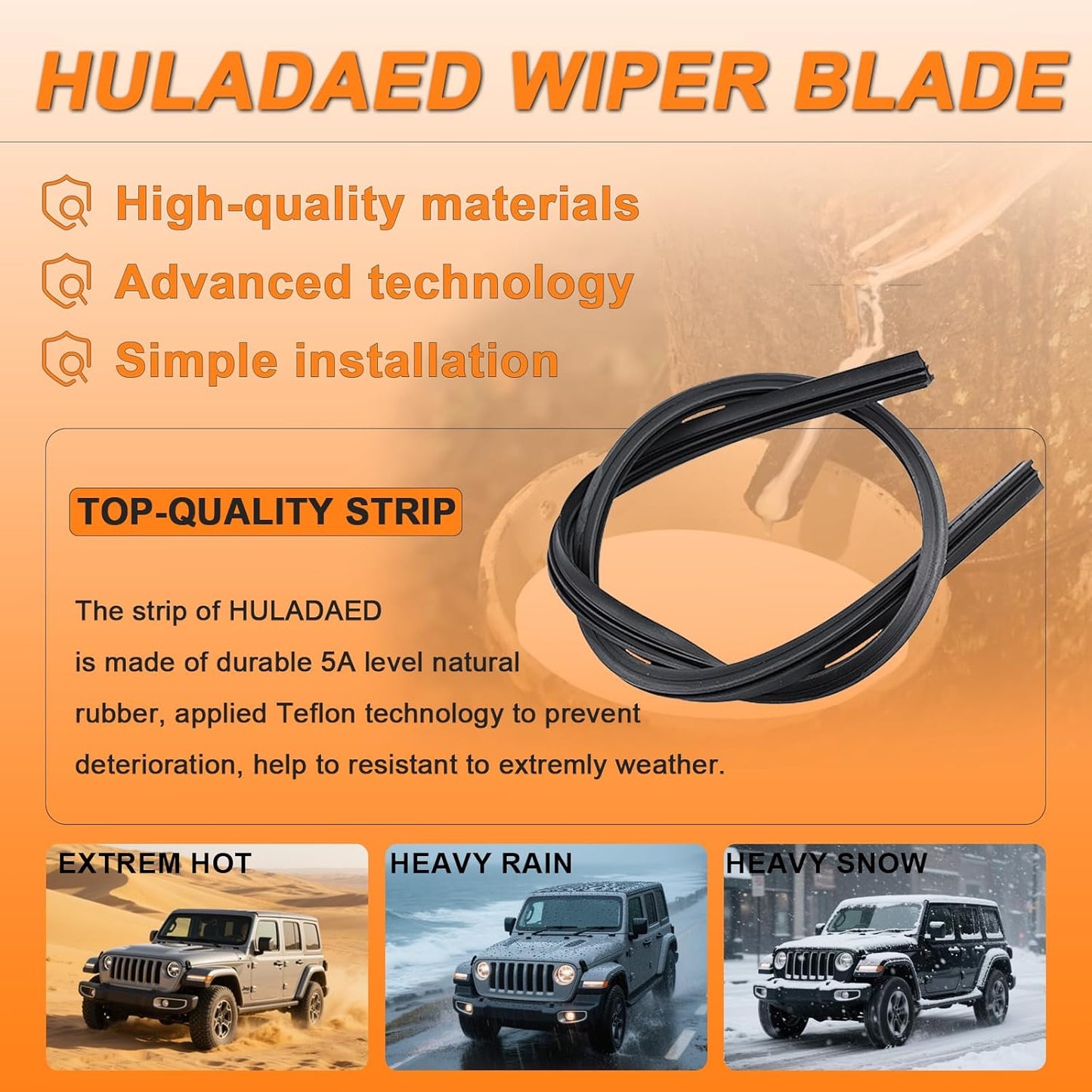 HULADAED® 26''+14''+12'' Windshield Wipers Replacement forNissan Rogue 2008-2013 Nissan Rogue Select 2014-2015,Silicone Front Rear Wiper blades for MY Car-All Weather & Quiet(3 PACK)