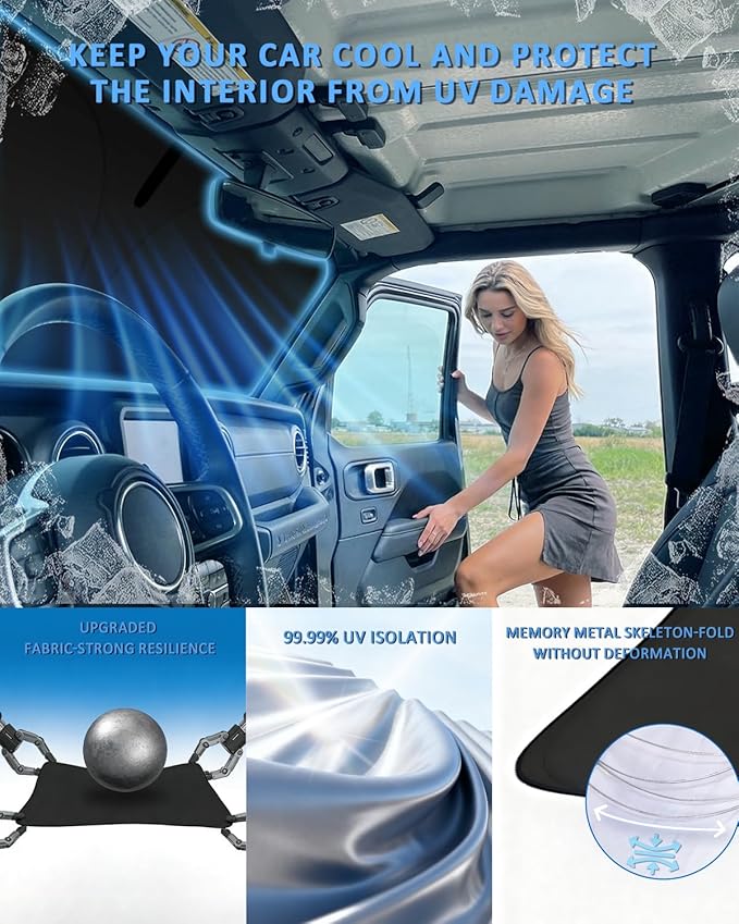 Windshield Sunshade for Mercedes Benz E-Class Sedan 2024-2026 Sun Shade Car Windshield Accessories Upgrade 4 Layers Blocks UV Rays Custom Fit E-Class 240T Car Window Shades Windshield Keep Cool