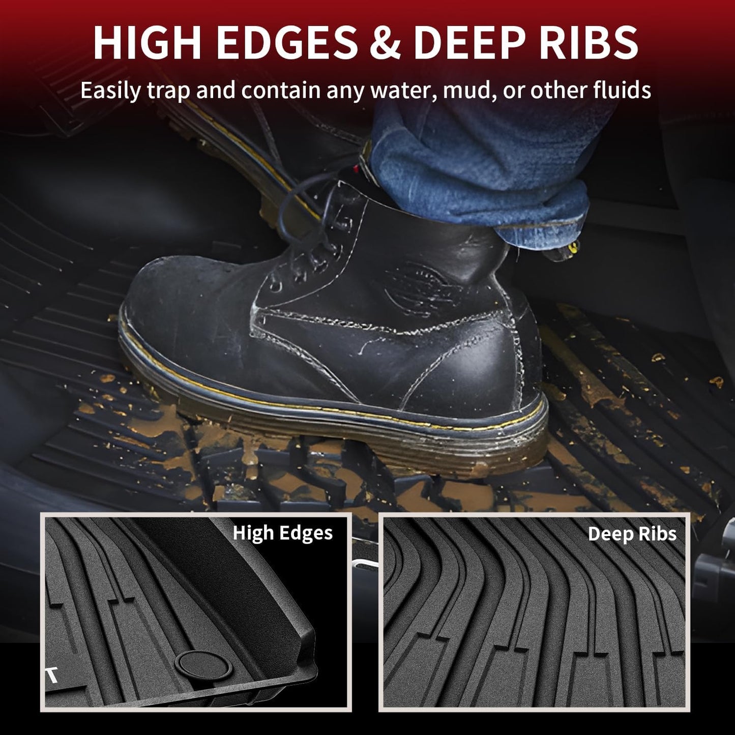 LASFIT Floor Mats Fit for Volkswagen ID.4 2025 2024 2023 2022 2021, Custom Fit TPE All Weather Waterproof Floor Liners 1st & 2nd Row Car Mats, Black