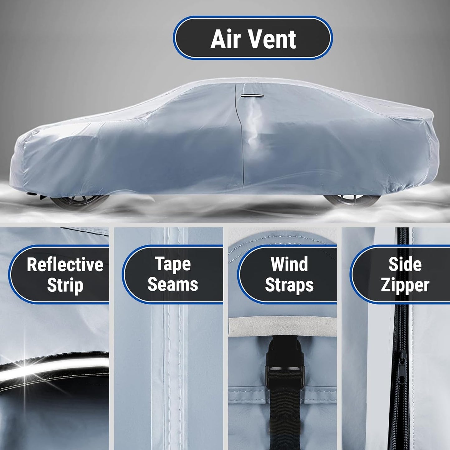 iCarCover Premium Car Cover for 1965-1970 Pontiac Parisienne 2-Door Heavy Duty Waterproof All-Weather Automobiles Custom Fit Indoor Outdoor UV Snow Protection Covers with Straps and Bag