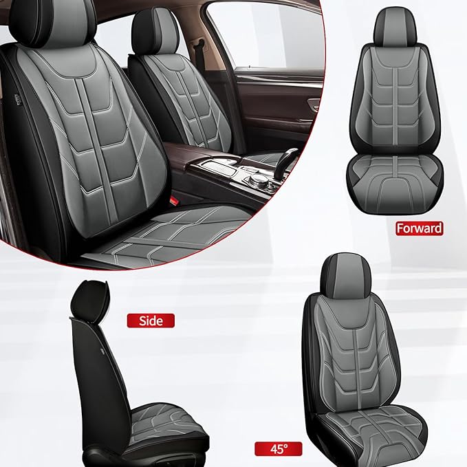 TTX LIGHTING Car Seat Covers fit for Toyota RAV4 2007-2026 Front Seat: Premium Leather Automotive Seat Cover with Airbag Compatible Waterproof (2 Seats, Black & Gray)