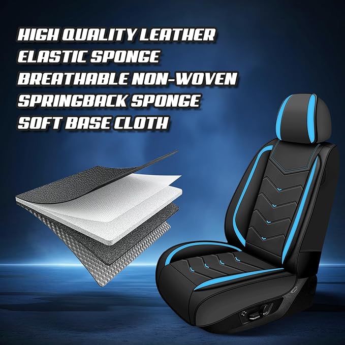 Car Seat Covers for Mercedes-Benz S-Class 2005-2026, Premium Nappa Leather Car Seat Cover, Stylish Sport Seat Covers， Automobile Seat Cover Sets.(Luxury 2 Seats/Black Blue)
