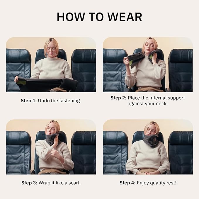 trtl Pillow - Scientifically Proven, Super Soft Neck Support Travel Pillow for Airplanes - Lightweight and Machine Washable - Ergonomic Design for Traveling on Flights, Cars, and Trains - Black