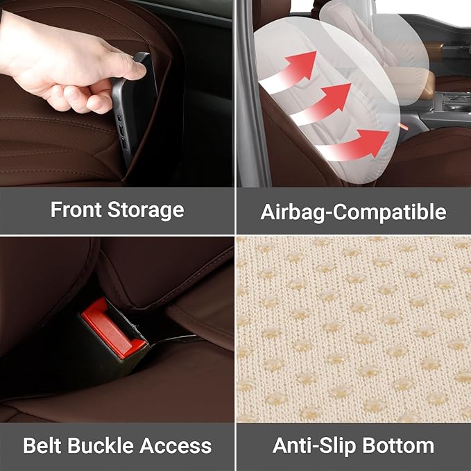 Coverland Custom Fit Car Seat Covers for Car Compatible with [2014-2022 Acura RLX] Premium Leather Non-Slip Memory Foam Waterproof Interior Seat Protector [Full Set Dark Brown- Size Chart X71]