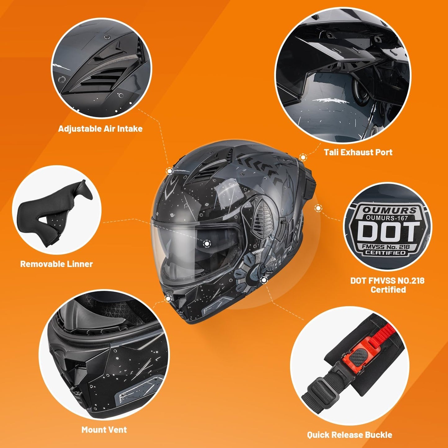 Modular Motorcycle Helmets Full Face Flip up Street Bike Motorcycle Helmet for Unisex Adult Model-167