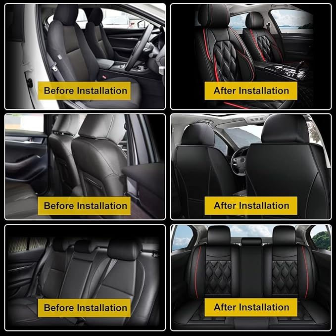 AOMSAZTO Car Seat Covers,Full Set 5 Seats Custom Fit for Jeep Renegade 2015 2016 2017 2018 2019 2020 2021 2022 2023 2024 2025,Leather Car Seat Cover Seat Cushion Protector,Airbag Compatible Black