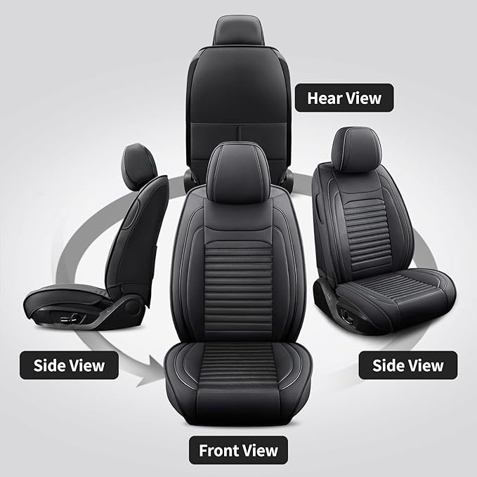 Front Seat Covers Fit for Toyota Yaris 2007-2020, Car Seat Covers Front Seats, Breathable Faux Leather Automotive Seat Covers Front Pair Anti-Slip Seat Cover(Black, Front)