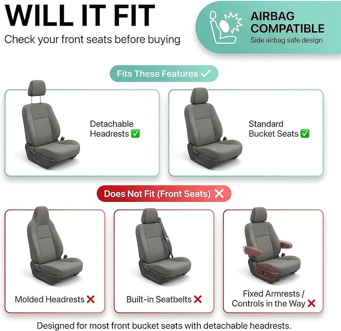 FH Group Automotive Car Seat Covers Full Set Premium 3D Air Mesh Front Seat Covers, Airbag Compatible & Split Bench Cover Universal Fit Interior Accessories for Cars Trucks and SUVs - Purple
