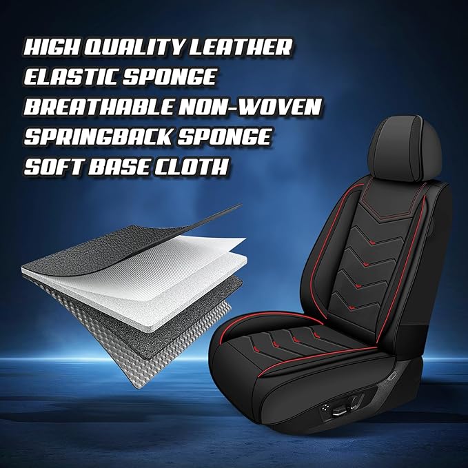 Car Seat Covers for Mitsubishi Outlander 2003-2026, Premium Nappa Leather Car Seat Cover, Stylish Sport Seat Covers， Automobile Seat Cover Sets.(Luxury 2 Seats/Black)