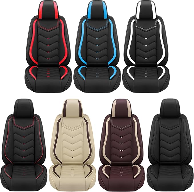 Car Seat Covers Fit for Toyota rav4 2000-2026, Stylish Sport Seat Covers, Waterproof Wear-Resistant Premium Nappa Leather Car Seat Cover.(Full Set/Black White)
