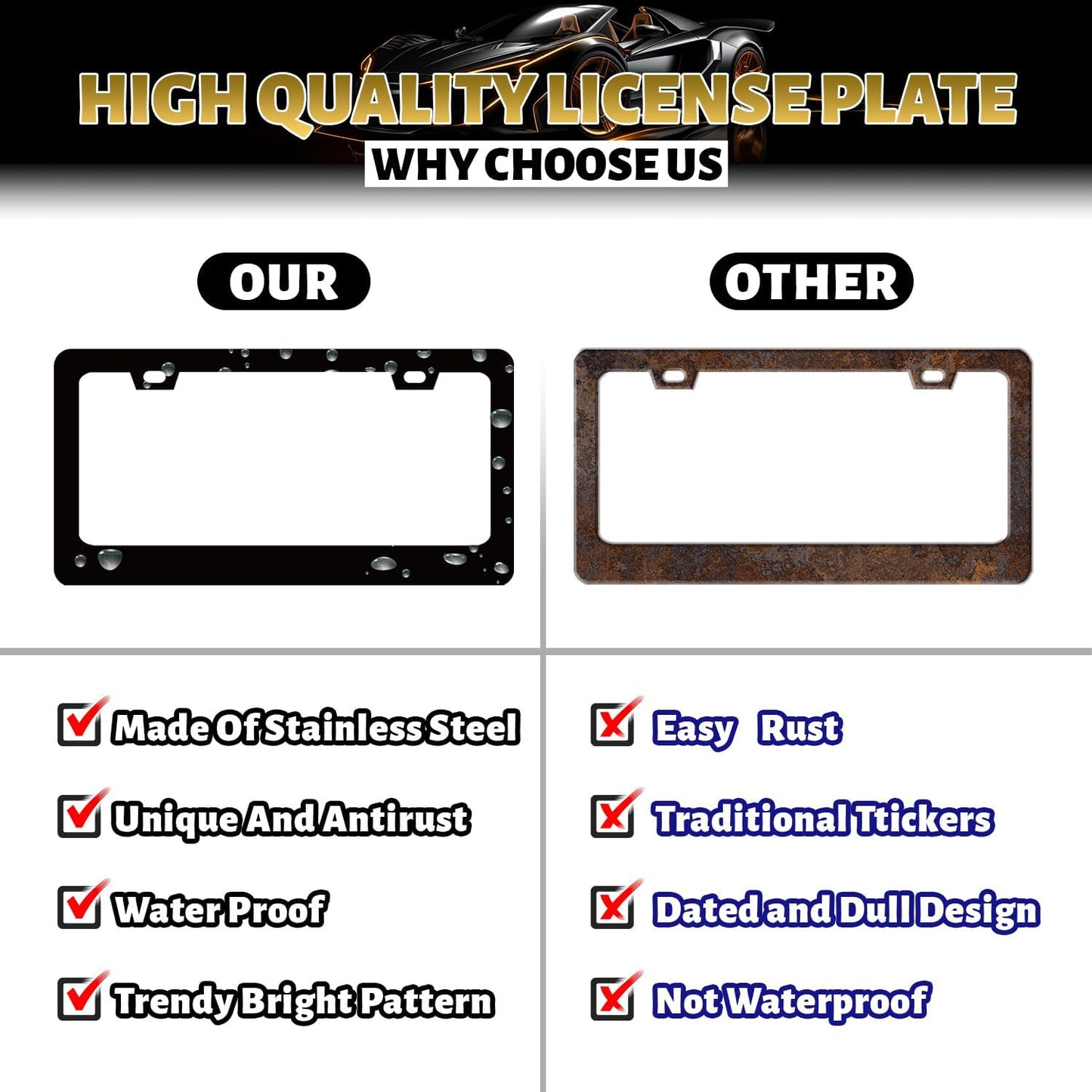 Philippine Flag License Plate Frame Philippines License Plate Stainless Steel Flag Funny Accessories Cars Decor 12.2 X 6.2 Inch with 2 Holes and Screws Fits Standard Us Ca Vehicles
