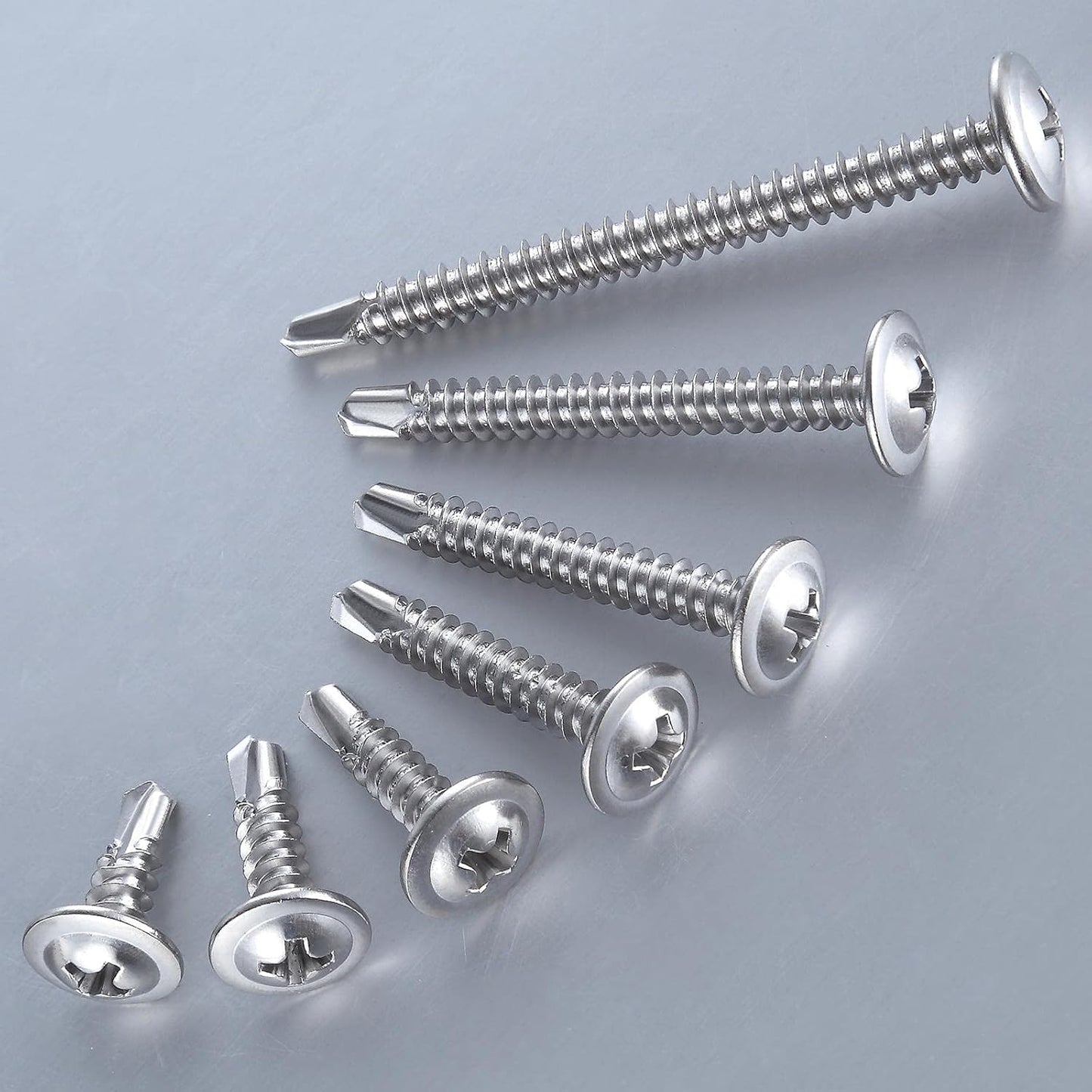 (100 pcs) Wensilon #10×2”for Sheet Metal Self-Tapping Screws 410 Stainless Steel Truss Head High-Strength Quick Tapping Screws