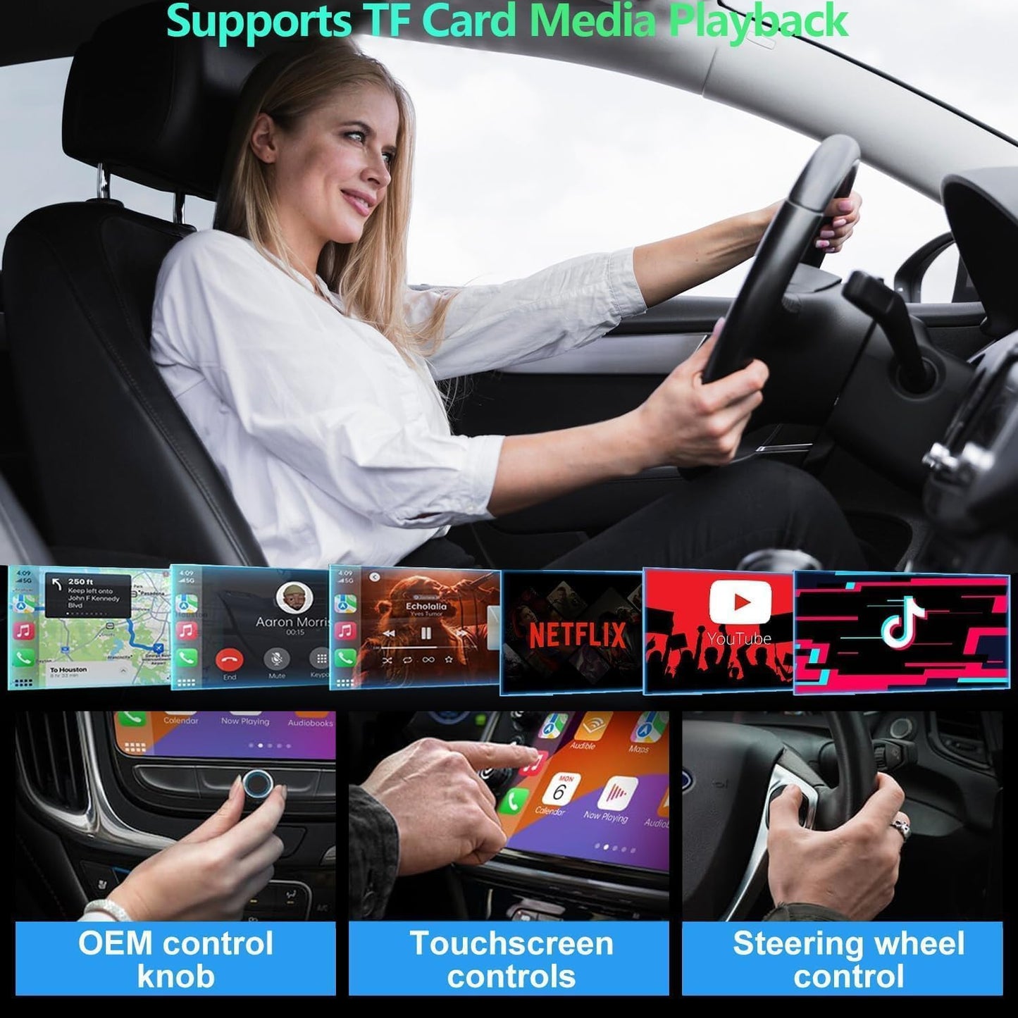 Wireless CarPlay Adapter for Convert Wired to Wireless Car Play Adapter Fast Stable Connection 2025 Upgrade Ai Box Car Play Support Netflix, YouTube, TF Card Plug Connection Cars from 2015 & iOS 10+