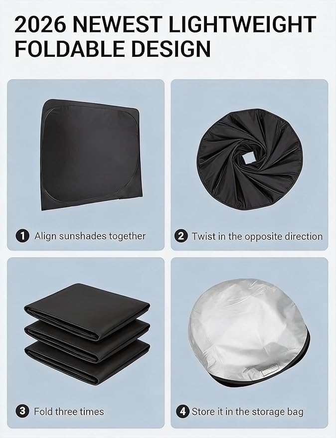 Proadsy 2026 Upgrade Windshield Sun Shade Custom Fit 2020-2025 2026 Mercedes Benz GLB Foldable Front Sunshade Protector Sun Visor Blocks UV Rays Keep Car Cooler