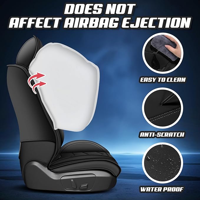 Car Seat Covers for Mitsubishi Outlander 2003-2025, Premium Nappa Leather Car Seat Cover, Stylish Sport Seat Covers， Automobile Seat Cover Sets.(Standard 2 Seats/Pure Black)