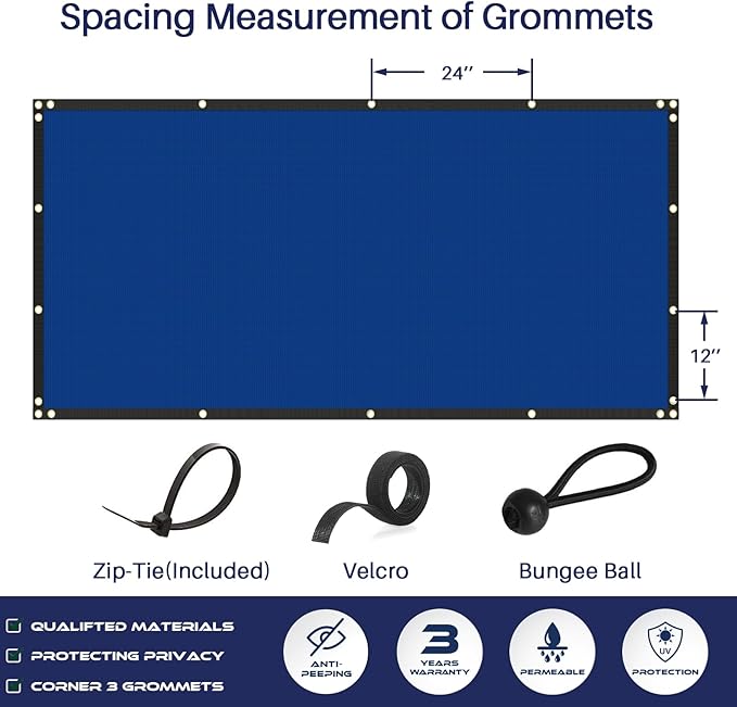 Windscreen4less Privacy Fence Screen Heavy Duty Windscreen Fencing Mesh Fabric Shade Net Cover with Brass Grommtes for Outdoor Wall Garden Yard Pool Deck, 8'x257' Blue