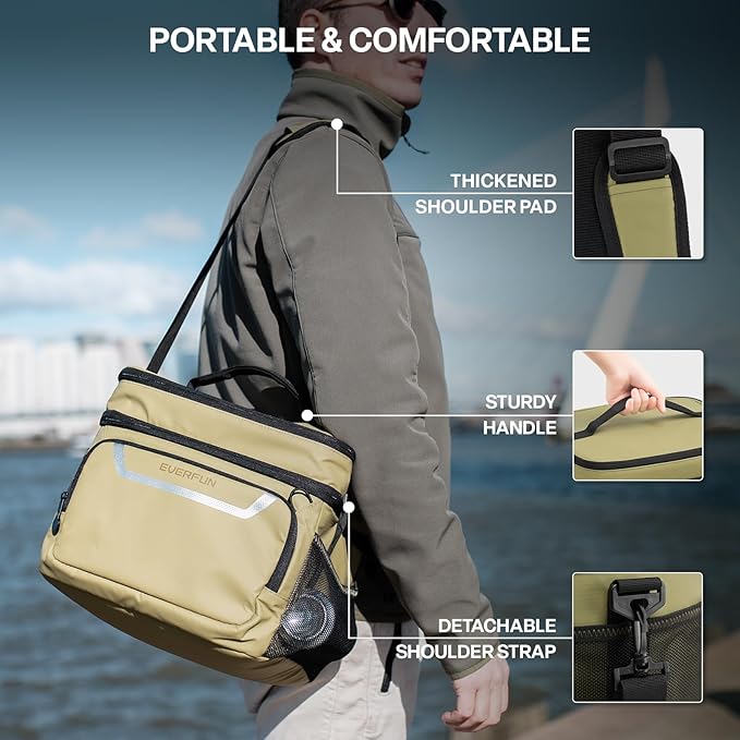 EVERFUN Small Cooler Bag 24/48 Can Insulated Lunch Box Double Deck Soft Leak-Proof Waterproof Collapsible Ice Chest for Men Women Work Travel Car Trip Picnic Beach