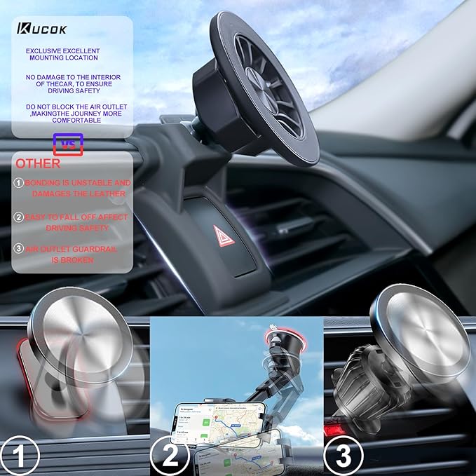 Chevrolet Malibu Phone Mount for MagSafe, Exclusive Fit for Chevrolet Malibu 2016-2025, Fit for MagSafe iPhone 15/14/13/12/Mini Series, Super-Strong Magnet for Chevrolet Malibu Accessories
