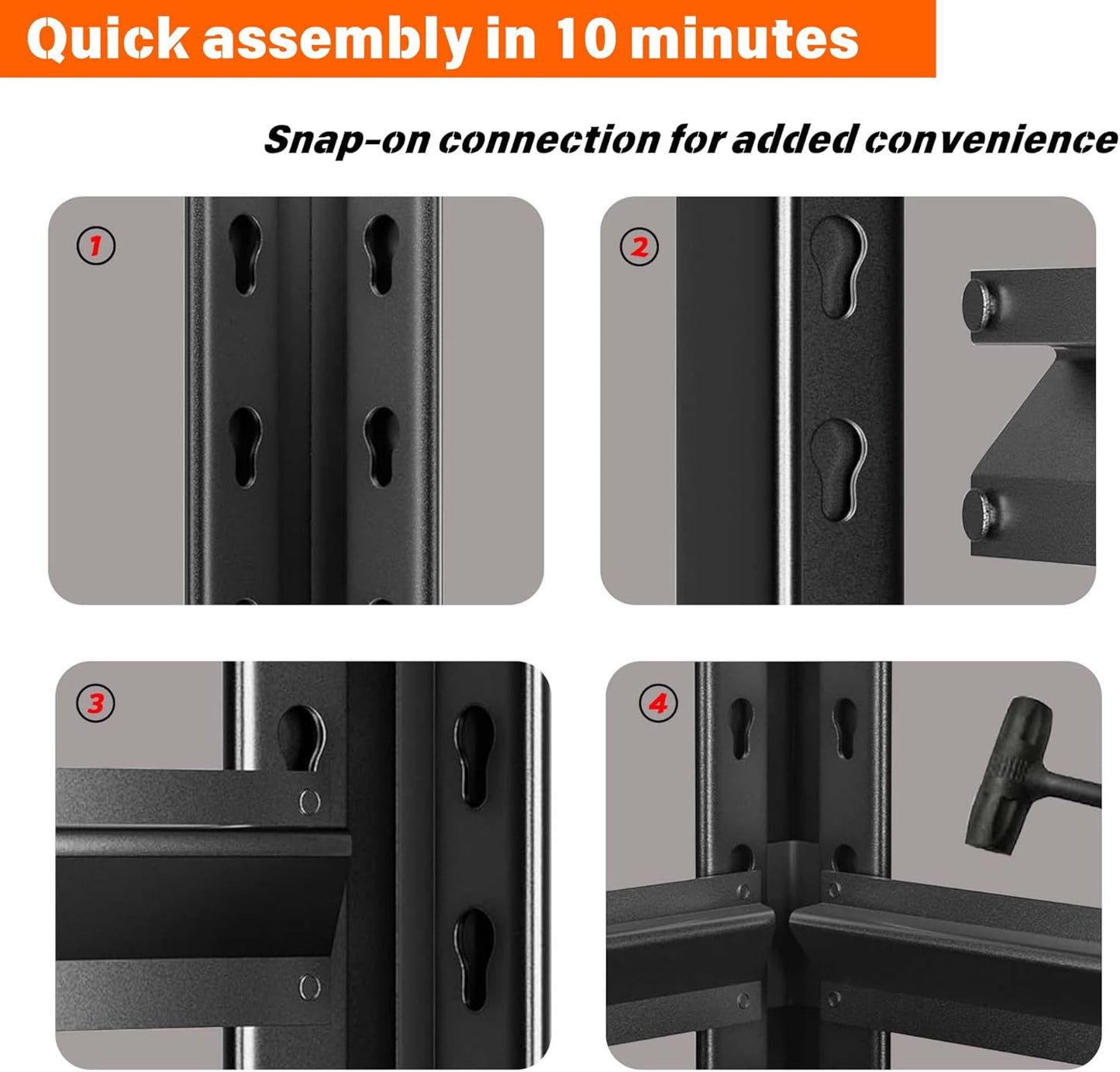 Garage Shelving Unit, Adjustable Storage Rack, Storage Shelves, Sturdy Steel Storage Shelf for Garage and Workshop, 4-Tier 54.3" H x 24" W x 14" D, Black