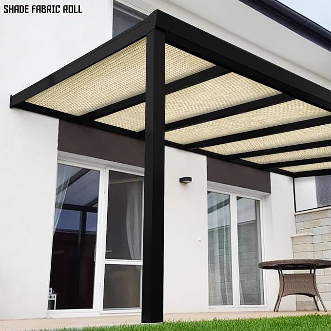 TANG Sun Shade Fabric Roll 8'x76' Shade Cloth for Garden Beige HDPE Mesh Shading Pergola Cover Replacement Canopy, 95% Blockage Sunshades for Outdoor Patio Backyard Plant